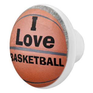 Bouton De Porte En Céramique J'aime le basketball Bouton en céramique