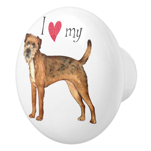 Bouton De Porte En Céramique J'aime ma frontière Terrier (Droite)