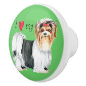 Bouton De Porte En Céramique J'aime mon Biewer Terrier (Droite)
