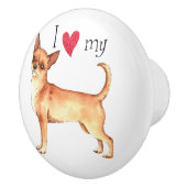 Bouton De Porte En Céramique J'aime mon chiwawa (Droite)