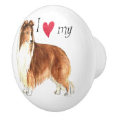 Bouton De Porte En Céramique J'aime mon Sheltie (Droite)