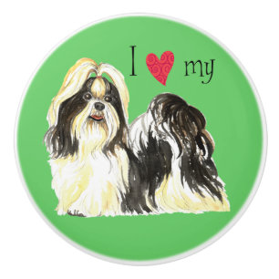 Bouton De Porte En Céramique J'aime mon Shih Tzu