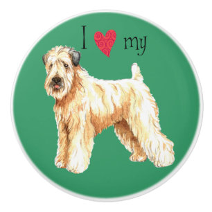 Bouton De Porte En Céramique J'aime mon Terrier blond comme les blés
