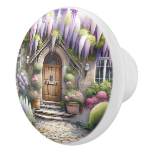 Bouton De Porte En Céramique Jardin de campagne fantaisiste