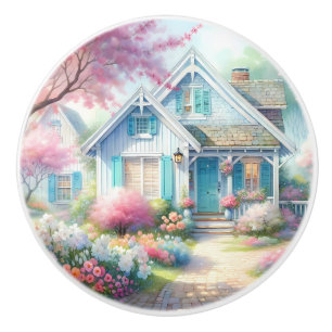 Bouton De Porte En Céramique Jardin de cottage bleu de Blossom Lane