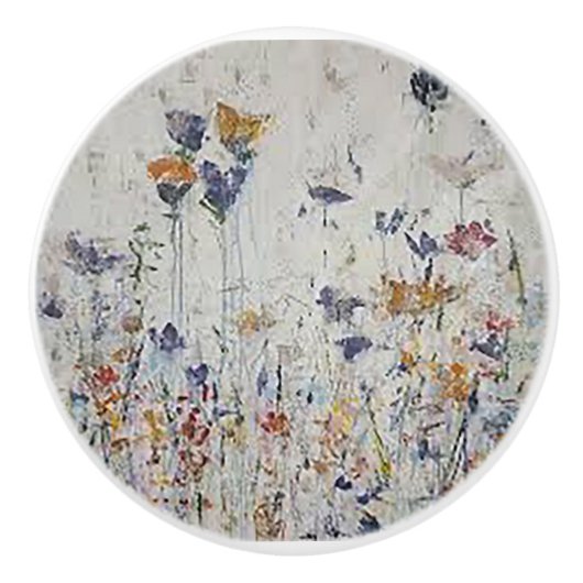 Bouton De Porte En Céramique Jardin fleuri (Devant)