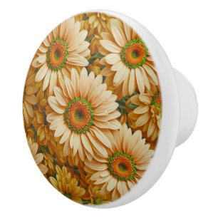 Bouton De Porte En Céramique Jaune floral jaune tournesol jaunes marguerites