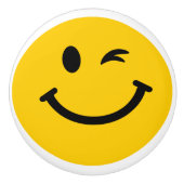 Bouton De Porte En Céramique Jaune Jaune Joyeux visage (Devant)