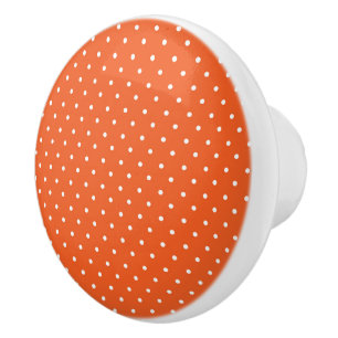 Bouton De Porte En Céramique Jaune moutarde blanc à pois motif Céramique