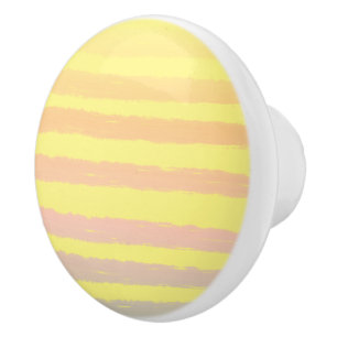 Bouton De Porte En Céramique Jaune pastel rose violet rayures