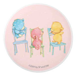 Bouton De Porte En Céramique Jaune, rose, et bleu concerne des chaises