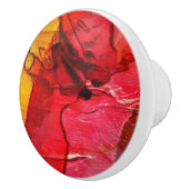 Bouton De Porte En Céramique Jaune rouge d'art d'aquarelle (Droite)