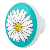 Bouton De Porte En Céramique Jaune Turquoise & Blanc Daisy (Droite)