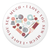 Bouton De Porte En Céramique Je T'Aime De Coudre Beaucoup Thème (Devant)