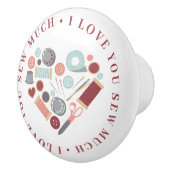 Bouton De Porte En Céramique Je T'Aime De Coudre Beaucoup Thème (Droite)