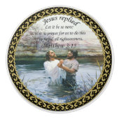 Bouton De Porte En Céramique Jésus Christ Baptême image deux (Devant)