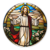 Bouton De Porte En Céramique Jésus priant (Devant)