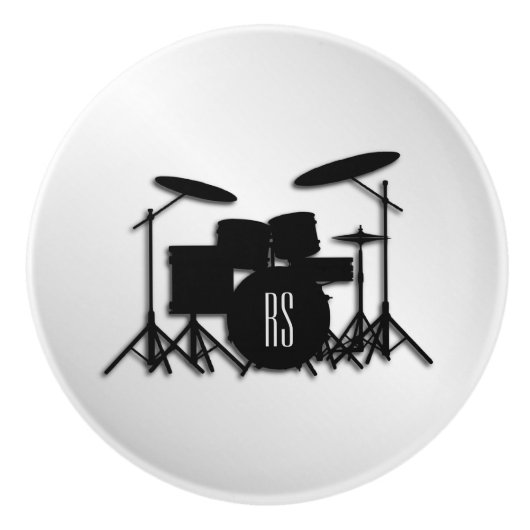 Bouton De Porte En Céramique Jeu de tambour Monogramme Argent (Devant)