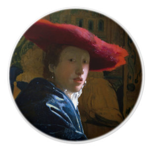 Bouton De Porte En Céramique Johannes Vermeer - Fille avec un Casquette rouge