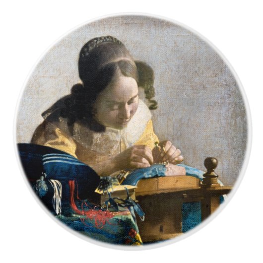 Bouton De Porte En Céramique Johannes Vermeer - Le Lacemaker (Devant)