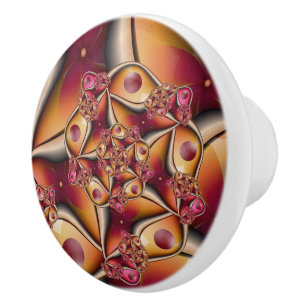 Bouton De Porte En Céramique Joie Colorée Abstrait Orange Rouge Fantastique Fra