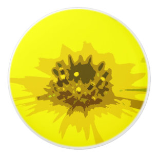 Bouton De Porte En Céramique Joli Abstrait Vivid Fleur de marguerite Jaune