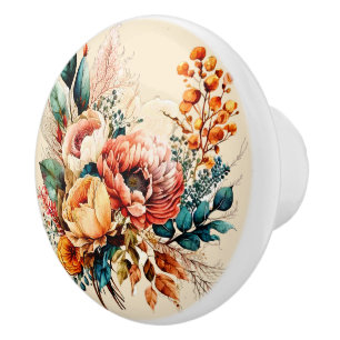 Bouton De Porte En Céramique Joli bouquet de chute de boho