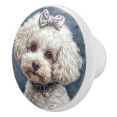 Bouton De Porte En Céramique Joli caniche (Droite)