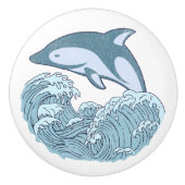 Bouton De Porte En Céramique Joli dauphin bleu (Devant)