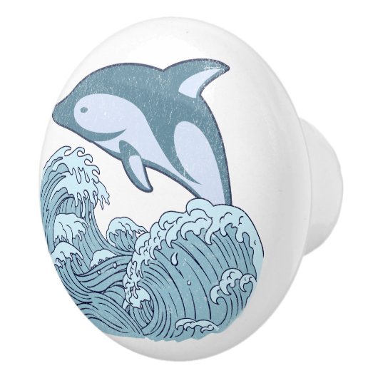 Bouton De Porte En Céramique Joli dauphin bleu (Droite)