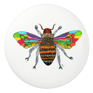 Bouton De Porte En Céramique Joli et coloré Bumble Bee Door Knoor