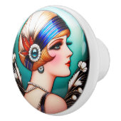 Bouton De Porte En Céramique Joli Flapper Art Dec (Droite)
