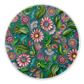 Bouton De Porte En Céramique Joli Fleurs Ceramic Knob (Devant)