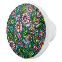 Joli Fleurs Ceramic Knob