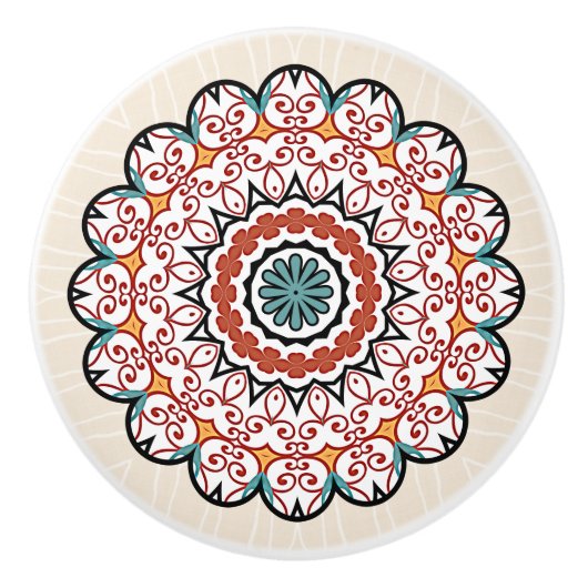 Bouton De Porte En Céramique Joli mandala (Devant)