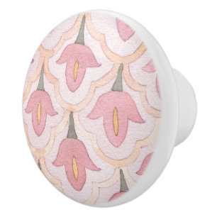 Bouton De Porte En Céramique Joli motif d'aquarelle fleurie Joli rose