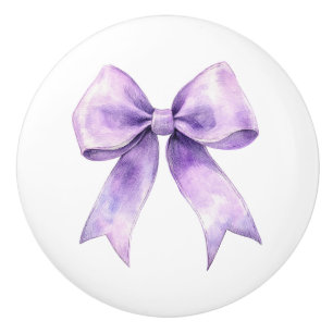 Bouton De Porte En Céramique Joli Nœud Violet