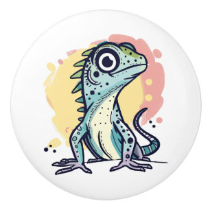Bouton De Porte En Céramique Jolie décoration de lézard caricaturé coloré