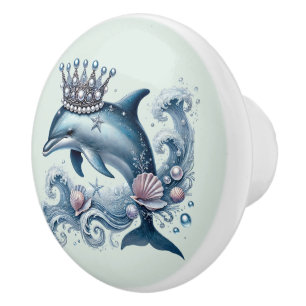 Bouton De Porte En Céramique Jolie plage tropicale abritant des dauphins