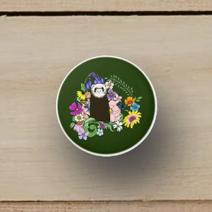 Bouton De Porte En Céramique Jolies fleurs sauvages de furet sableux en bois ve