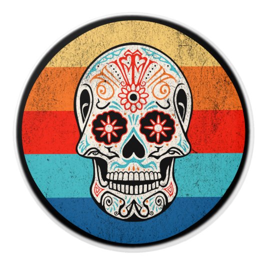 Bouton De Porte En Céramique Jour des morts (Devant)