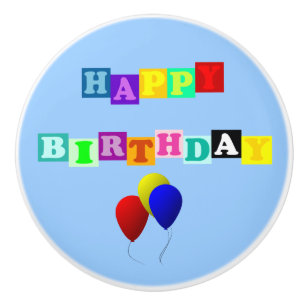 Bouton De Porte En Céramique Joyeux anniversaire avec des ballons par Shirley T