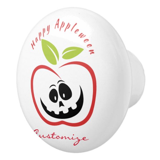 Bouton De Porte En Céramique Joyeux Appleween Jack O'lantern Thunder_Cove (Droite)