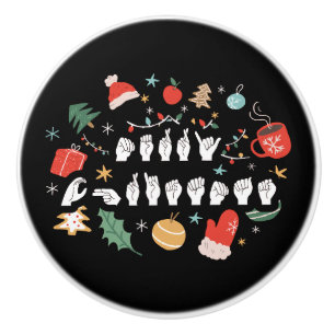 Bouton De Porte En Céramique Joyeux Noël - ASL American Sign Language III