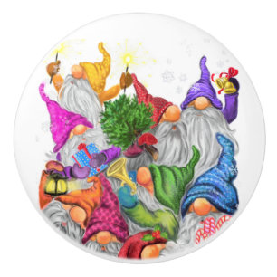 Bouton De Porte En Céramique Joyeux Noël Gnome Party Dessin amusant 
