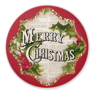 Bouton De Porte En Céramique Joyeux Noël Style Vintage Décor de vacances