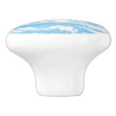 Bouton De Porte En Céramique Joyeux nuages ensoleillés Arrière - plan bleu (Côté)