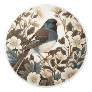 Bouton De Porte En Céramique Junco élégant aux yeux noirs Fleur crème