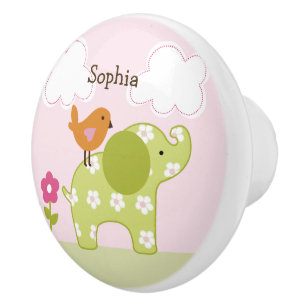 Bouton De Porte En Céramique Jungle Girl Elephant Drawer Pull Ceramic Knob