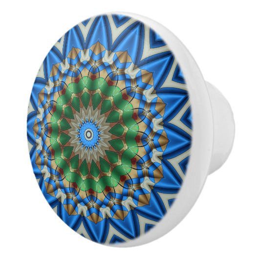 Bouton De Porte En Céramique Kaléidoscope dans le bleu (Droite)